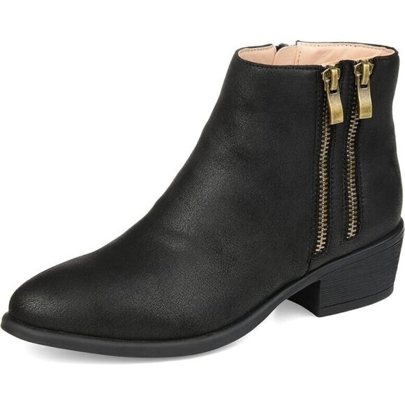 Journee Collection Womens Jayda Inside Zip Stacked Heel Booties Black Size 7.5 - Picture 4 of 5